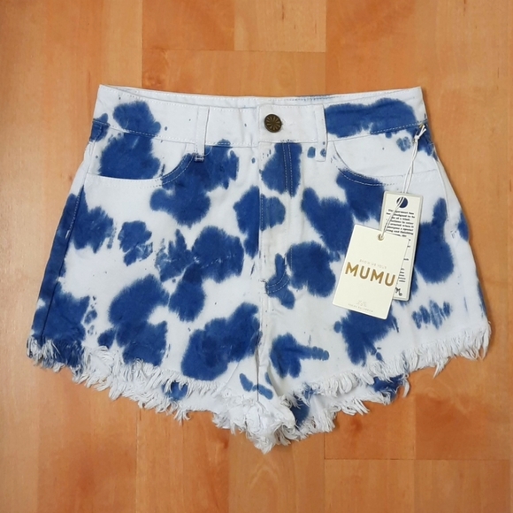 Show Me Your MuMu Pants - NWT, Show Me Your Mumu Houston Indigo Tie Dye Denim Shorts